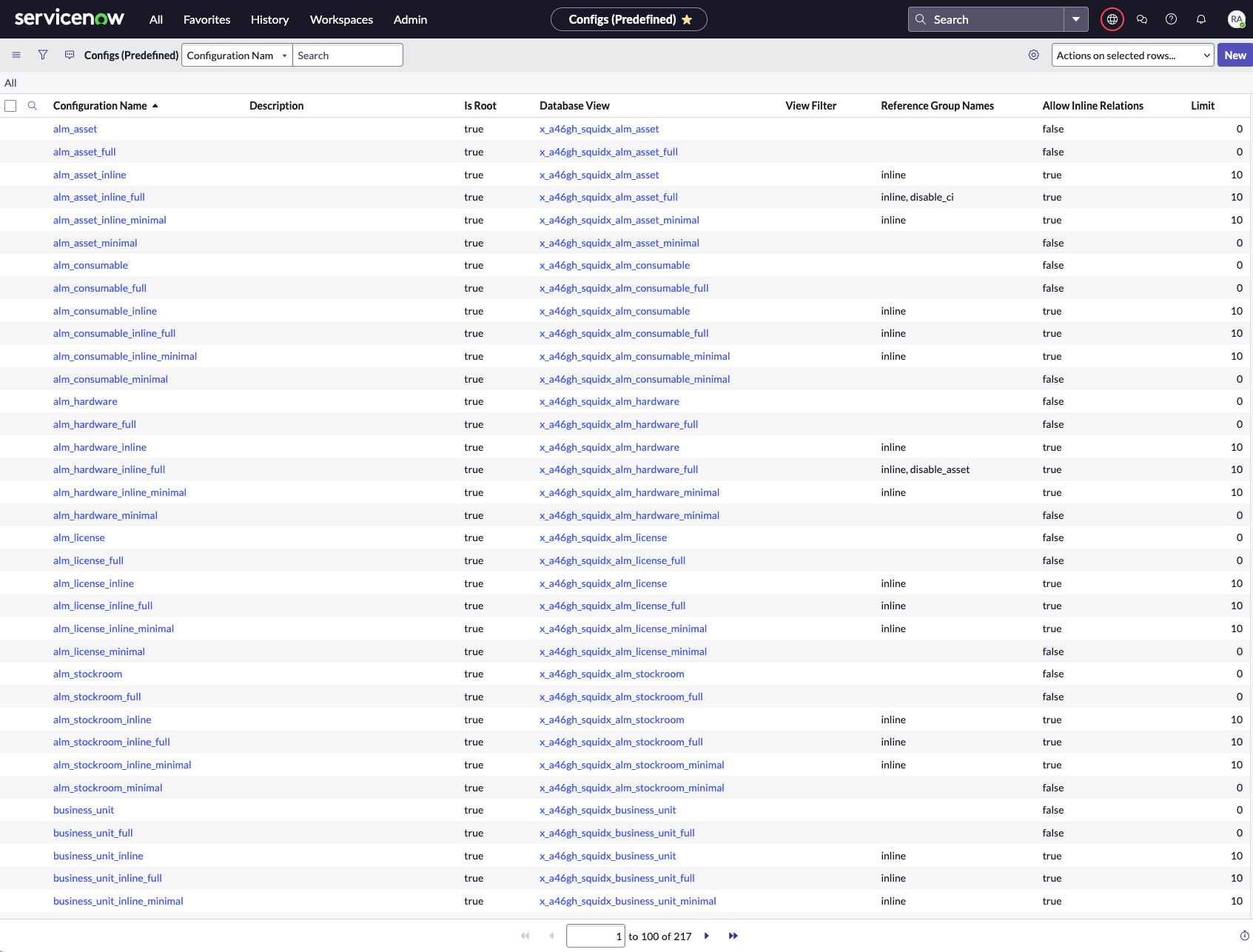 Predefined Configurations